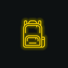 Backpack yellow glowing neon icon