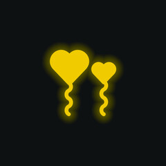 Balloons yellow glowing neon icon