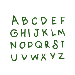Hand drawn set of uppercase font latin letters. Perfect for poster, greeting card and print. Doodle vector illustration for decor and design. 
