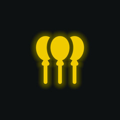 Balloons yellow glowing neon icon