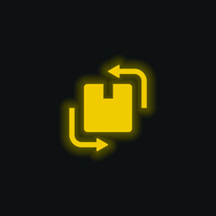 Box yellow glowing neon icon