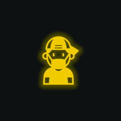 Boy yellow glowing neon icon