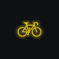 Bicycle yellow glowing neon icon