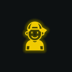 Boy yellow glowing neon icon
