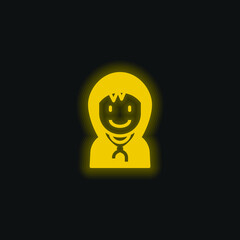 Boy yellow glowing neon icon