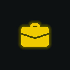 Briefcase yellow glowing neon icon