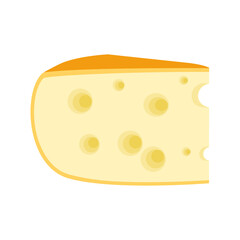 Vector colorful illustration of piece of cheese isolated on white background