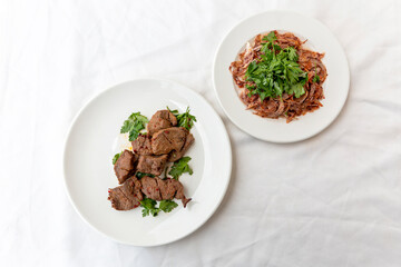 shish kebab on white background