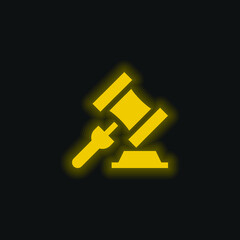 Auction yellow glowing neon icon