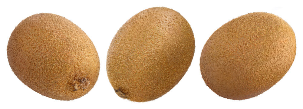 Set of whole kiwi fruits, isolated on white background