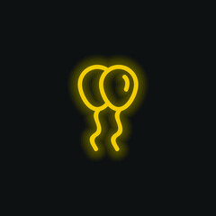 Balloons Couple yellow glowing neon icon