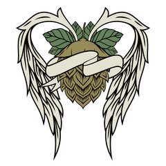 beer logo with angel wings icon vector
