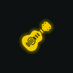 Bass Guitar yellow glowing neon icon