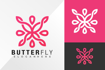 Butterfly Line Art Logo Design Vector illustration template