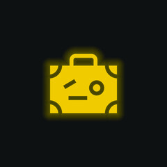 Baggage yellow glowing neon icon