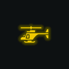 Army Helicopter yellow glowing neon icon