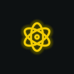 Atomic Energy yellow glowing neon icon