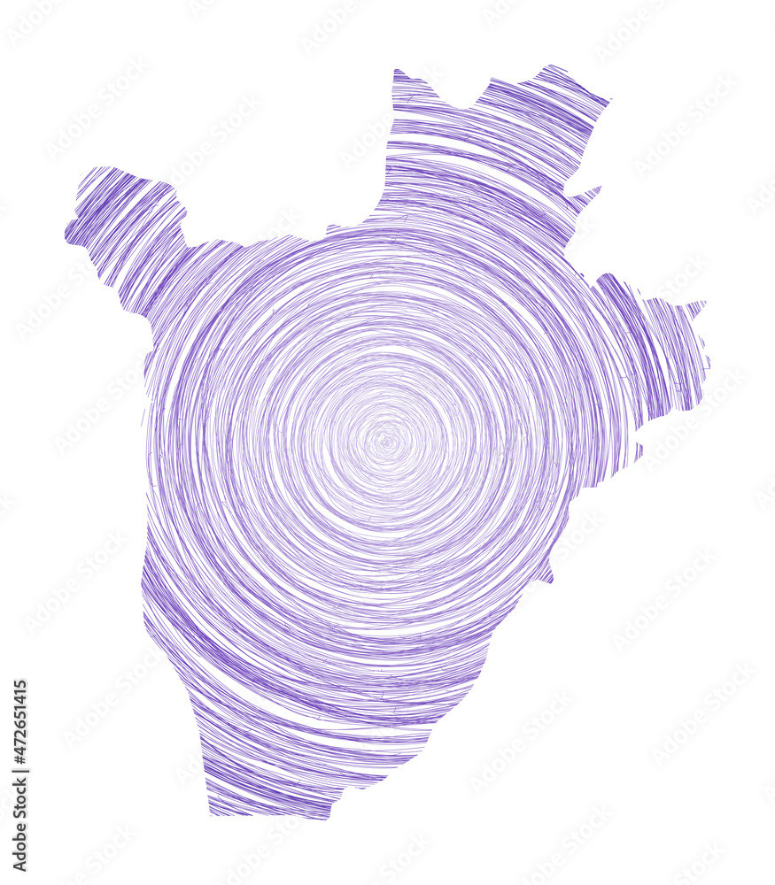 Aufkleber burundi map filled with concentric circles. sketch style circles in shape of the country. vector ill