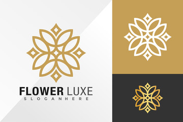 Luxury Flower Line Logo Design Vector illustration template