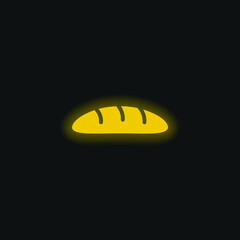 Bread yellow glowing neon icon
