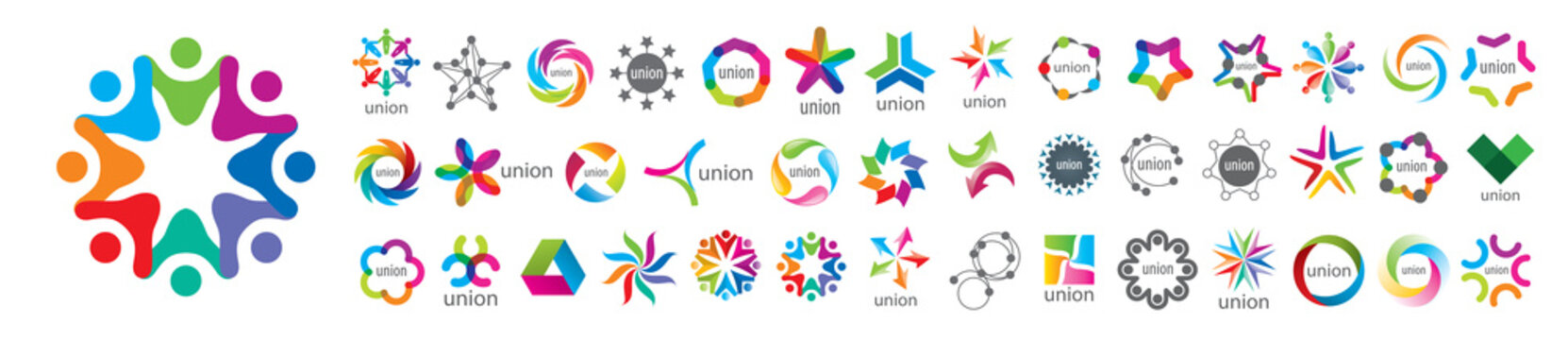 A set of vector logos of the union on a white background