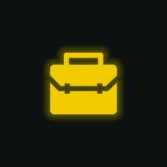 Briefcase yellow glowing neon icon