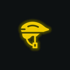 Bike Helmet yellow glowing neon icon