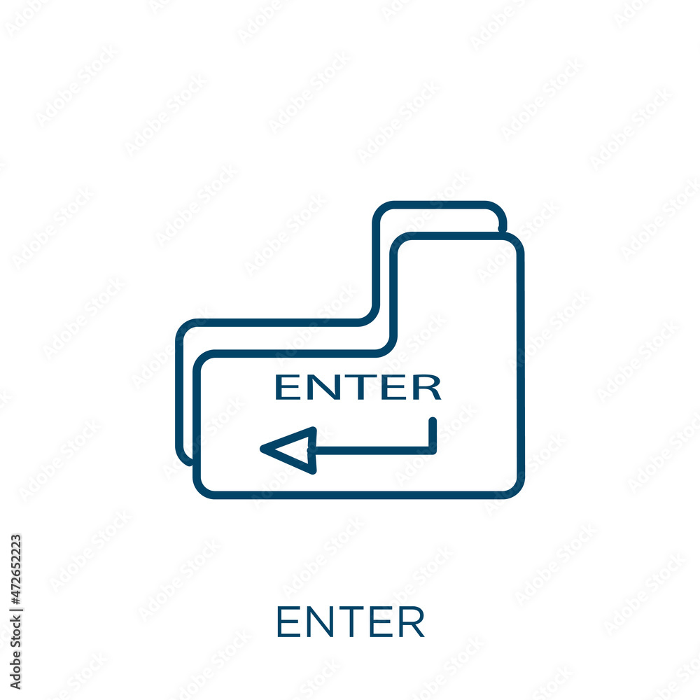 Poster enter icon. thin linear enter outline icon isolated on white background. line vector enter sign, sym