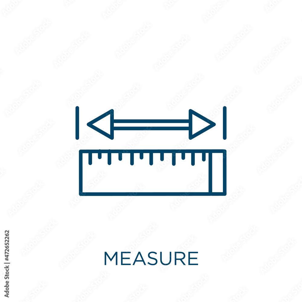 Poster measure icon. thin linear measure outline icon isolated on white background. line vector measure sig