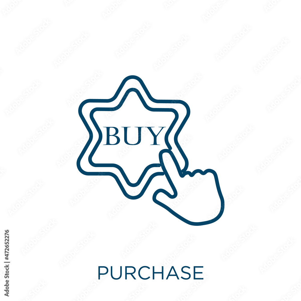 Aufkleber purchase icon. thin linear purchase outline icon isolated on white background. line vector purchase 