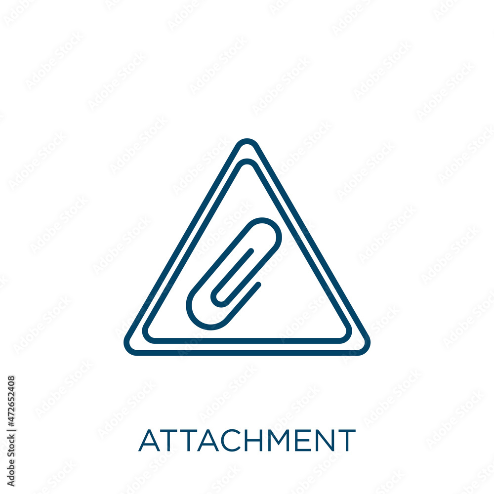 Poster attachment icon. thin linear attachment outline icon isolated on white background. line vector attac