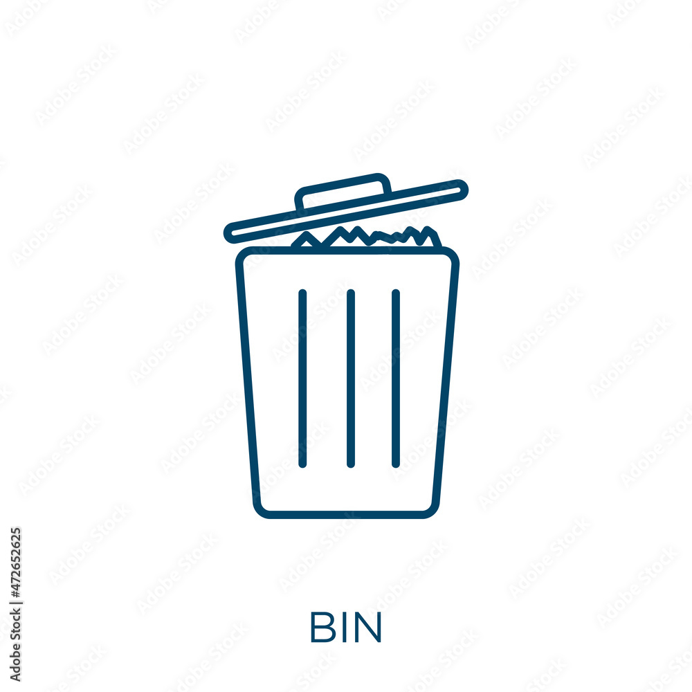 Poster bin icon. thin linear bin outline icon isolated on white background. line vector bin sign, symbol fo