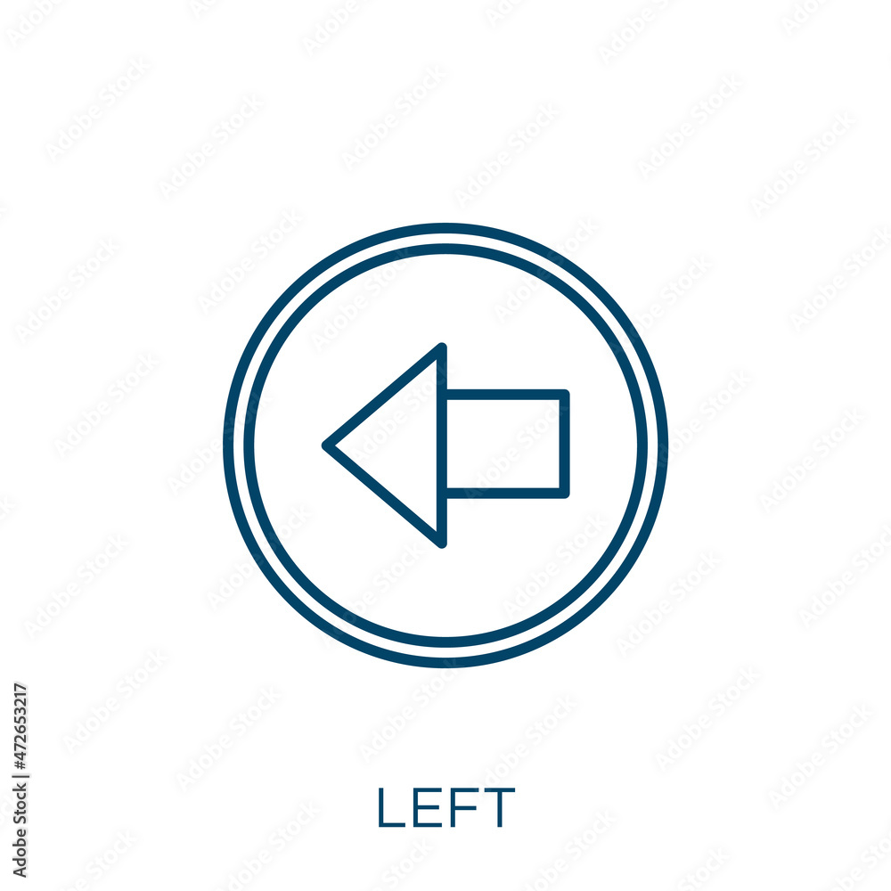 Poster left icon. thin linear left outline icon isolated on white background. line vector left sign, symbol