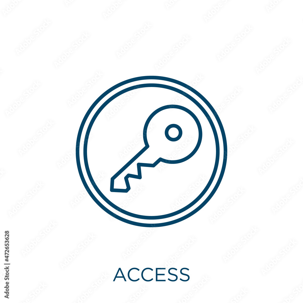 Poster access icon. thin linear access outline icon isolated on white background. line vector access sign, 