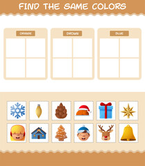 Find the same colors of christmas. Searching and Matching game. Educational game for pre shool years kids and toddlers