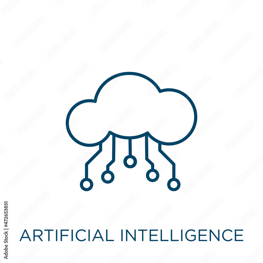 Poster artificial intelligence icon. thin linear artificial intelligence outline icon isolated on white bac