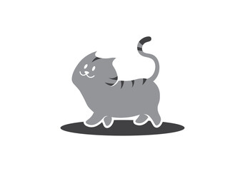 Cute Gray Cat - Cute gray cat vector illustration in walking pose suitable for pet care business, children book illustration, sticker, clip art, and mascot logo - Vector Illustration