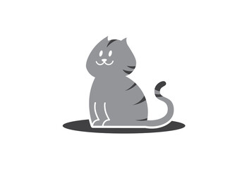 Cute Gray Cat - Cute gray cat vector illustration in sitting pose suitable for pet care business, children book illustration, sticker, clip art, and mascot logo - Vector Illustration