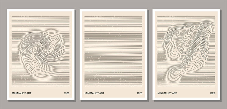 Set of minimal 20s geometric design poster with primitive shapes