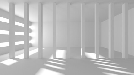 Obraz premium Illuminated corridor interior design. Empty Room Interior Background