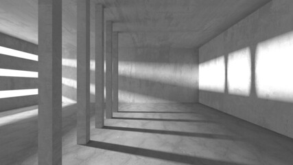 Dark Concrete Wall Architecture. Empty Room