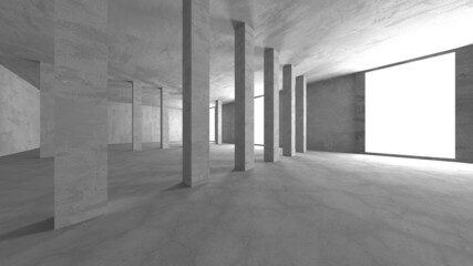 Dark Concrete Wall Architecture. Empty Room