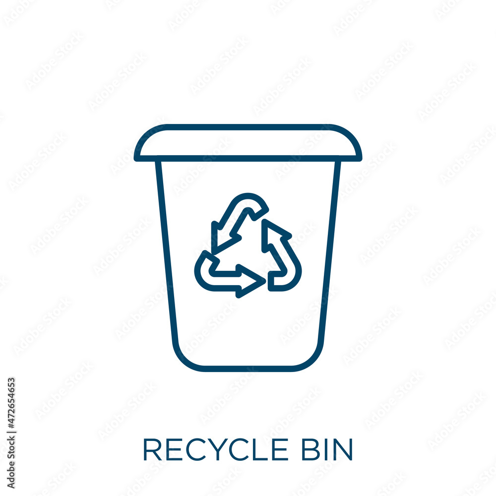 Poster recycle bin icon. thin linear recycle bin outline icon isolated on white background. line vector rec