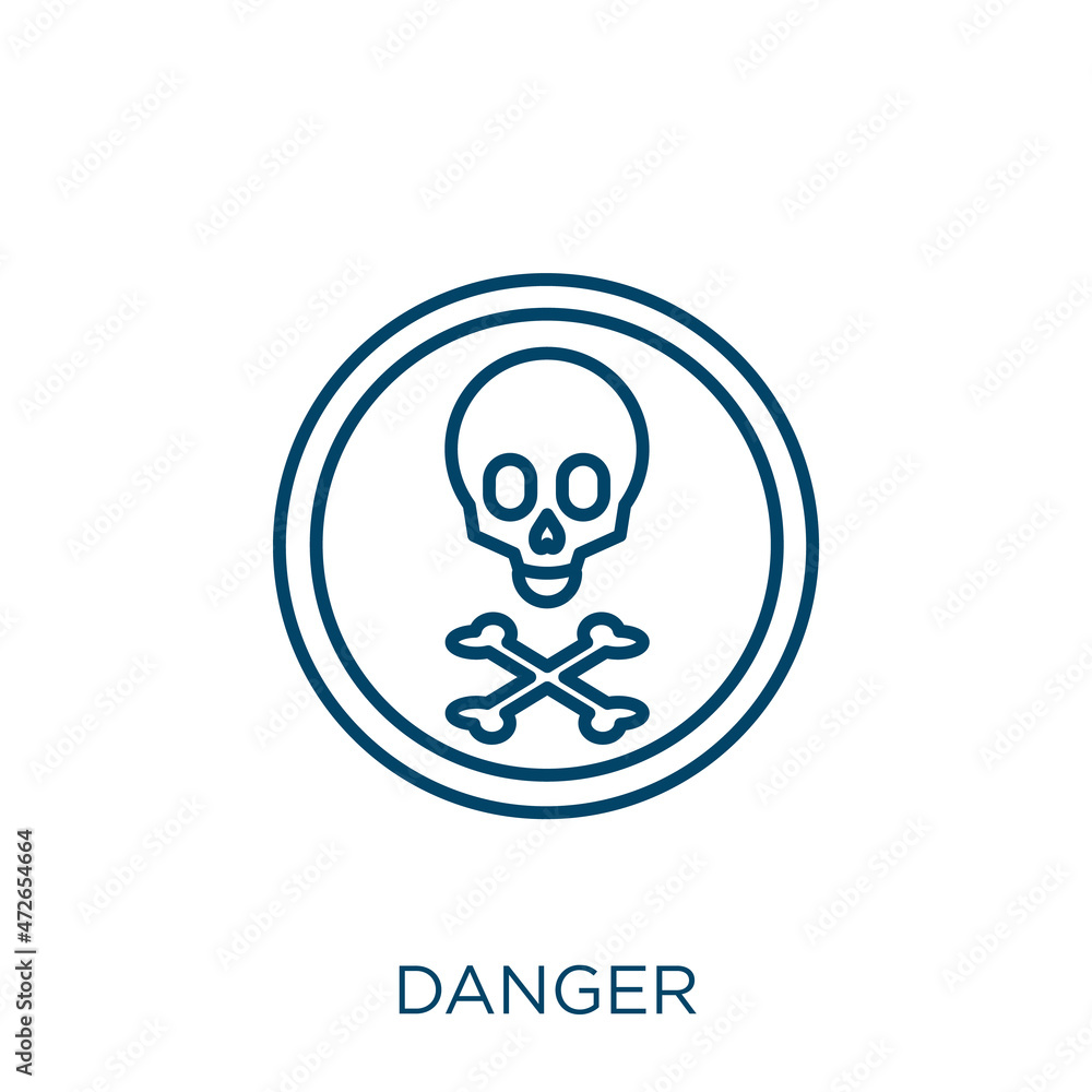 Poster danger icon. thin linear danger outline icon isolated on white background. line vector danger sign, 