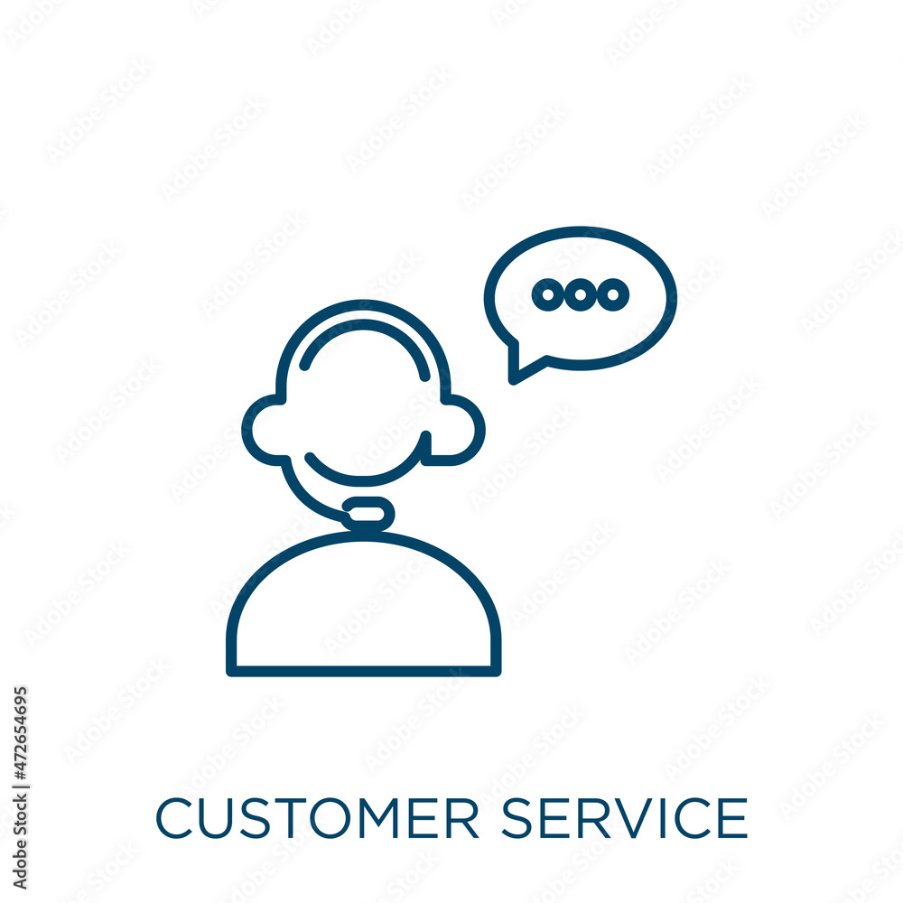 Poster customer service icon. thin linear customer service outline icon isolated on white background. line 