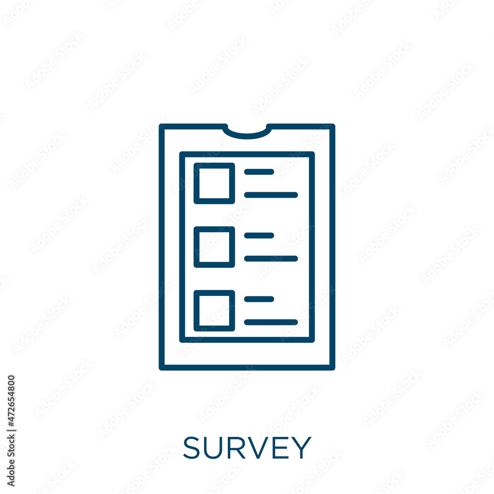 Fototapete survey icon. thin linear survey outline icon isolated on white background. line vector survey sign, 