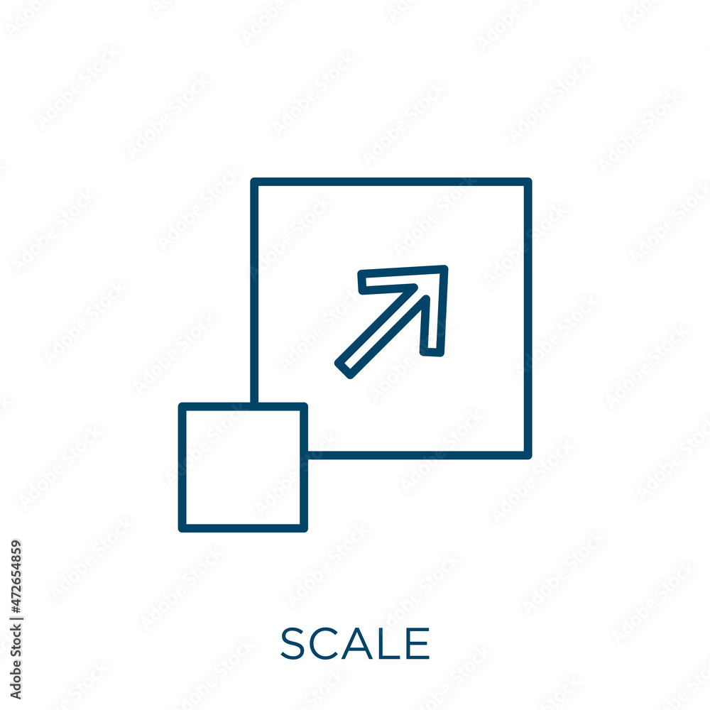 Poster scale icon. thin linear scale outline icon isolated on white background. line vector scale sign, sym
