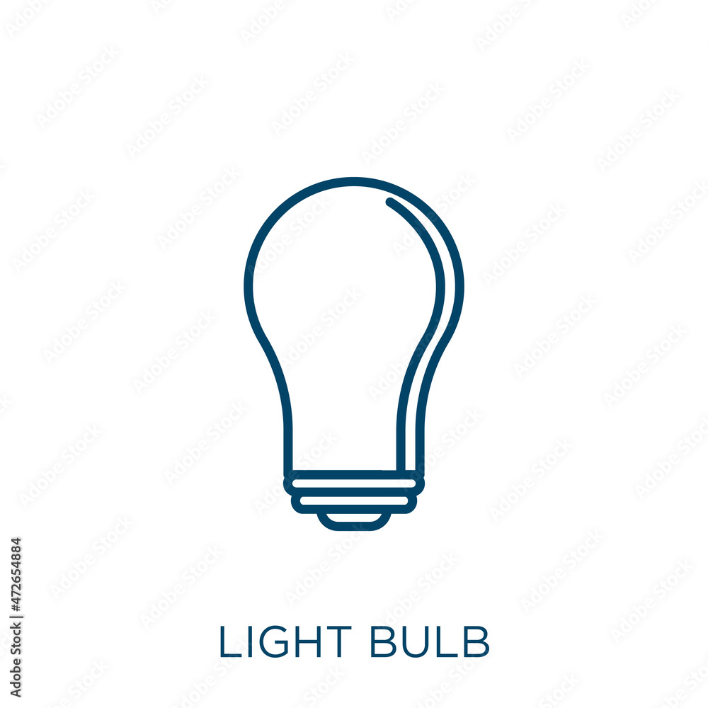 Poster light bulb icon. thin linear light bulb outline icon isolated on white background. line vector light