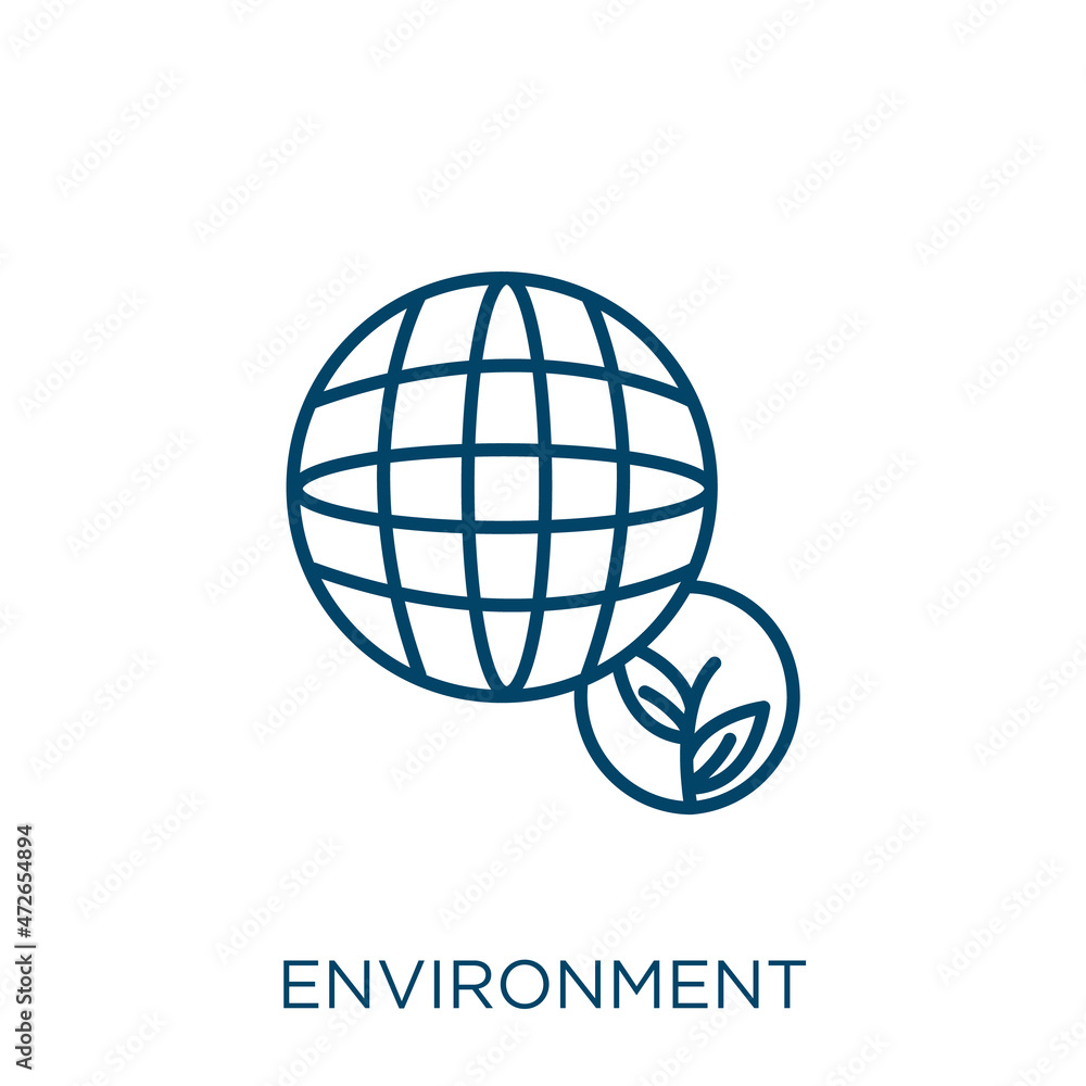 Poster environment icon. thin linear environment outline icon isolated on white background. line vector env