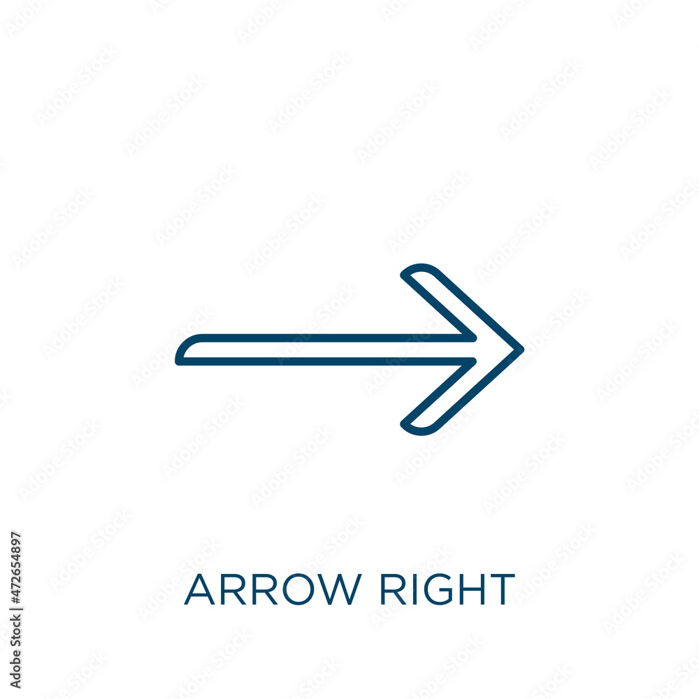 Poster arrow right icon. thin linear arrow right outline icon isolated on white background. line vector arr